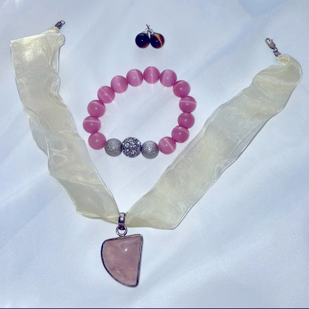 Crystal Necklace, Earrings & Bracelet